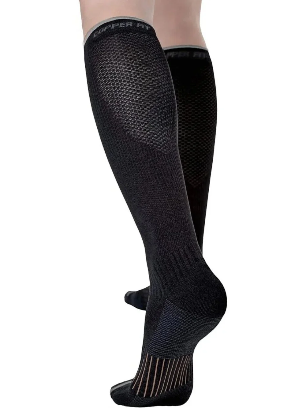 NWT Copper Fit Men's 9-12 Womens 10 Energy Compression Socks 2 Pack Black F1815